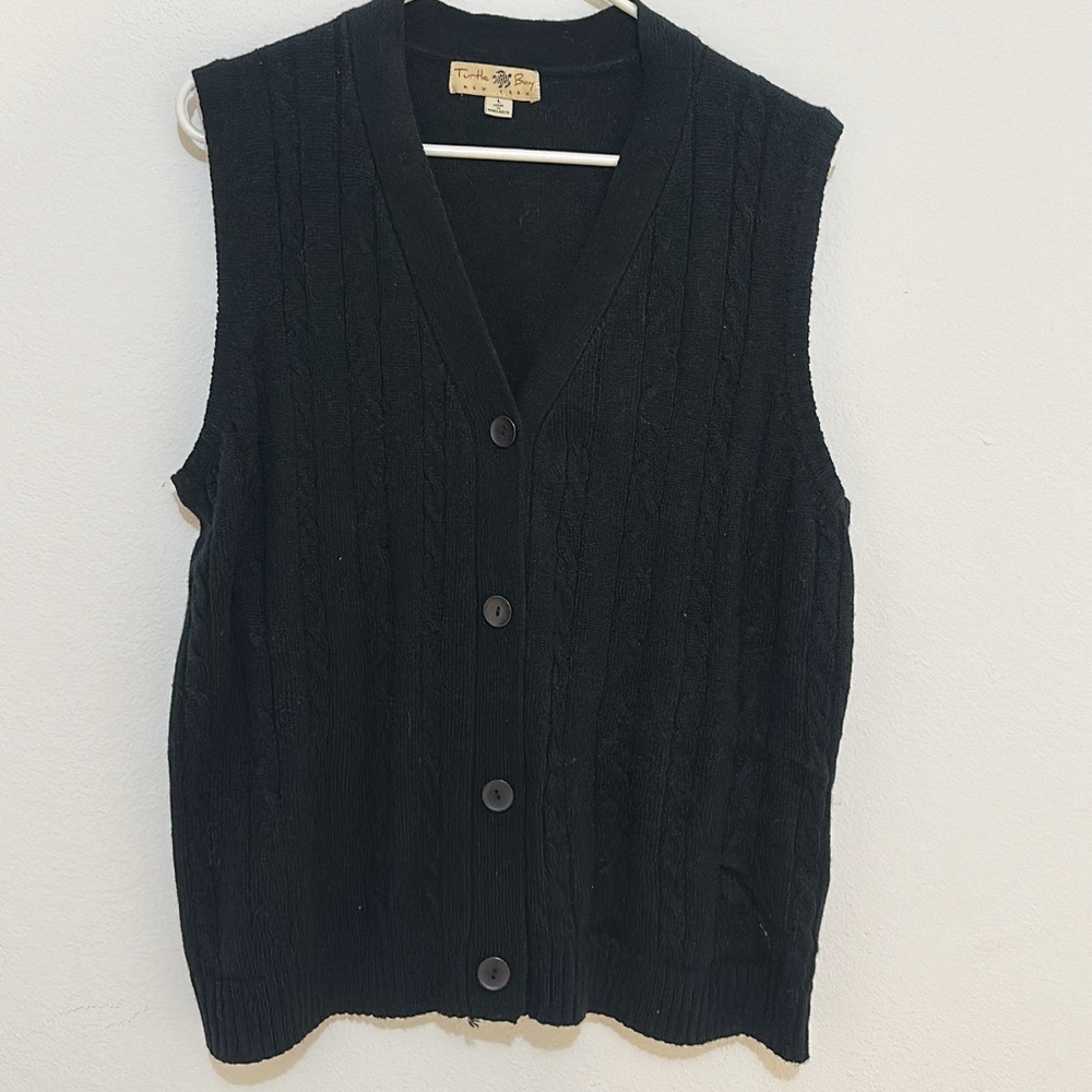 Black Button-Up Knit Vest